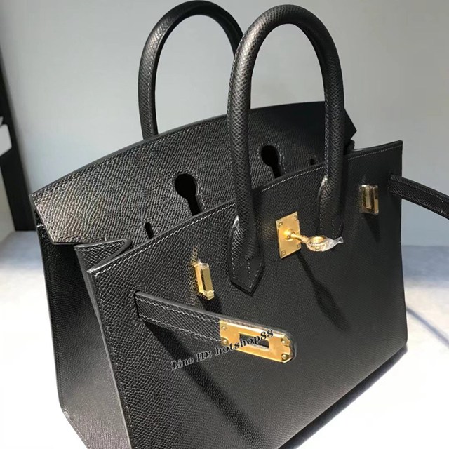 Hermes專櫃經典款手提女包 愛馬仕birkin25cm Epsom掌紋外縫 黑色金扣純手工 ttd1048